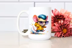 Cute Baby Mouse with Raincoat Running PNG Product Image 2