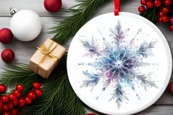 Snow Flake Christmas Round Cute Ornament Sublimation Product Image 1