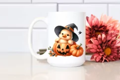 Cute Baby Duck with Halloween Pumpkin, Transparent PNG Product Image 2