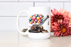 Vintage Escavator with Huge Balloons PNG Product Image 2