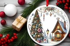 Round Christmas Ornament Sublimation|Clipart Product Image 1