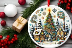 Round Christmas Ornament Sublimation|Clipart Product Image 1