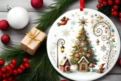 Round Christmas Ornament Sublimation|Clipart Product Image 1