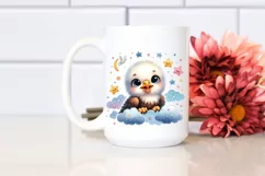 Colorful Cute Watercolor Baby Bald Eagle Smiling | Clipart Product Image 2