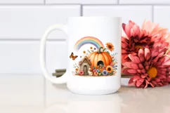 Autumn Pumpkin Dog House | Watercolor Scene Product Image 2