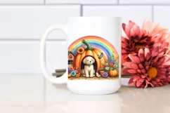 Whimsical Pumpkin Dog House | Watercolor Scene Product Image 2