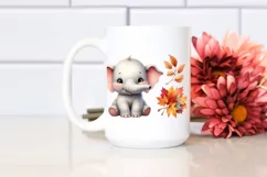 Detailed Elephant Sitting | Baby Leaves Clipart Product Image 2
