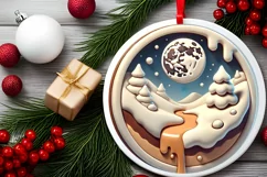 Round Christmas Ornament Sublimation|Clipart Product Image 1