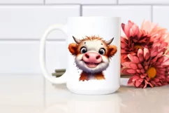 Simple Funny Baby Face Highland Cow PNG Product Image 2