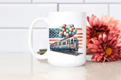 Abstract Vintage Subway Train with Balloons | Sublimation Product Image 2