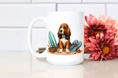 Bloodhound in Sand with Surf and Slippers | Clipart Product Image 2