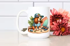 Bloodhound in Sand with Surf and Slippers | Clipart Product Image 2