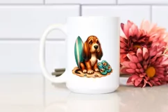 Bloodhound in Sand with Surf and Slippers | Clipart Product Image 2