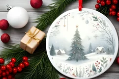 Christmas Scene Round Ornament Sublimation PNG Product Image 2