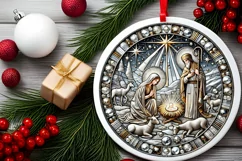 Round Christmas Ornament Sublimation|Clipart Product Image 1
