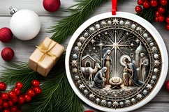 Round Christmas Ornament Sublimation|Clipart Product Image 1