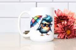 Cute Baby Bird Dancing with Sunglasses PNG Product Image 2