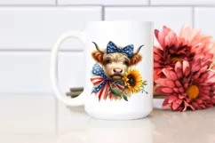 Caricature-like Bow Highland Cow Clipart Product Image 2