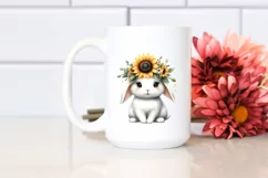 Whimsical Baby Rabbit Sunflower Wreath | Clipart Product Image 2