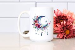 Vibrant Watercolor Boho Moon with Flowers | Sublimation | Product Image 2