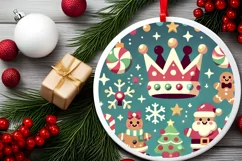 Round Christmas Ornament Sublimation|Clipart Product Image 1