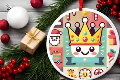Round Christmas Ornament Sublimation|Clipart Product Image 1