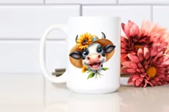 Cow Enthusiastic Cow with Sun Hat Clipart Product Image 2