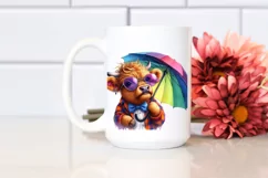 Cute Baby Highlandcow Playing, Summer PNG Product Image 2