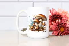 Detailed Glossy Mushroom Watercolor Splash PNG Product Image 2
