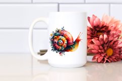 Artistic Vibrant Snail Half Flowers | Clipart Product Image 2