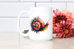 Artistic Vibrant Snail Half Flowers | Clipart Product Image 2