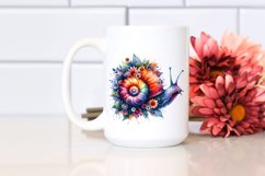 Artistic Vibrant Snail Half Flowers | Clipart Product Image 2