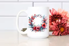 Abstract Vibrant Whreath Red Flowers Clipart Product Image 2