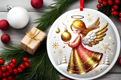 Round Christmas Ornament Sublimation|Clipart Product Image 1