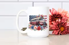 Watercolor Vintage Bus Flower Summer Sticker Product Image 2