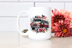 Watercolor Vintage Bus Flower Summer Sticker Product Image 2