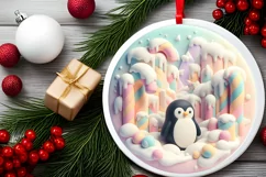 Round Christmas Ornament Sublimation|Clipart Product Image 1