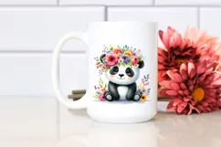 Cute Panda with Flower Crown, Cartoon Style PNG Product Image 2