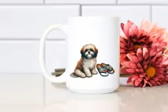 Watercollor Shih Tzu Sand Surf | Clipart Product Image 2