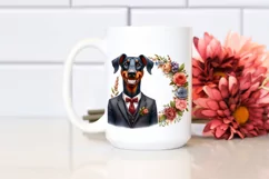 Watercolor Doberman Pinscher Floral Frame Clipart Product Image 2
