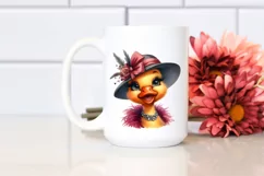 Vibrant Watercolor Duck Cute Vintage Diva | Sublimation Product Image 2