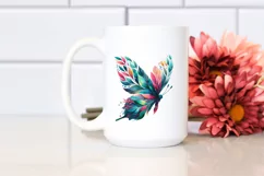 Vibrant Butterfly with Plant Leaves PNG Product Image 2