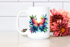 Vibrant Butterfly with Plant Leaves PNG Product Image 2