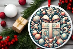 Round Christmas Ornament Sublimation|Clipart Product Image 1