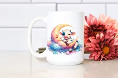 colorful Baby Cow with Smiling Moon PNG Product Image 2