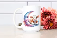 Baby Cow with Smiling Moon, Transparent PNG Product Image 2