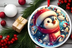 Round Christmas Ornament Sublimation|Clipart Product Image 2