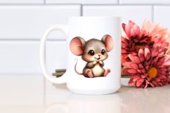 Standing Baby Mouse Excited Watercolor Clipart Product Image 2