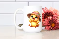 Watercolor Funny Baby Chick Sun Hat | Sublimation Clipart Product Image 2