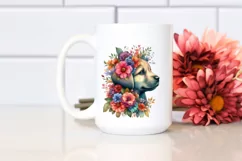 Retro Watercolor Puppy with Flower | Colorful Design Product Image 2